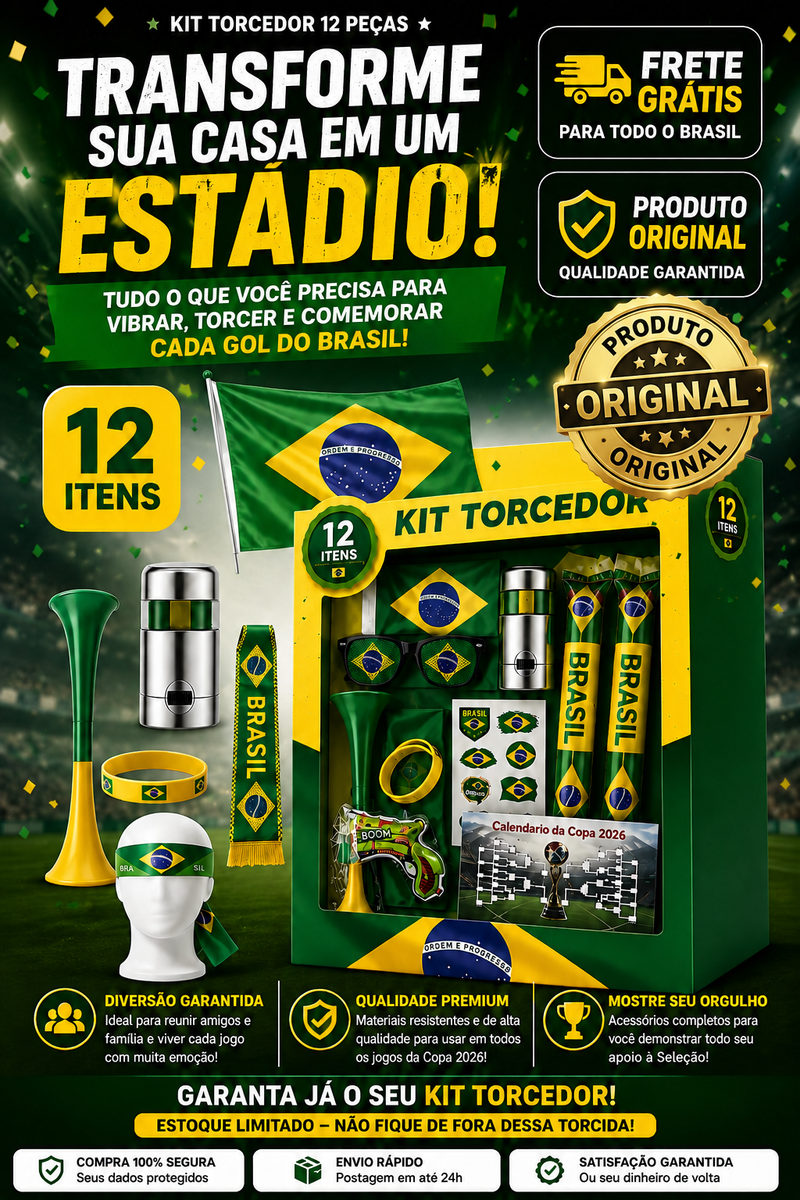 Super Kit Torcida Brasil Supreme Completo 12 Peças ORIGINAL