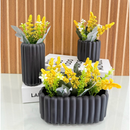 Kit 3 peças vasos canelados jardineiras/floreiras com plantas artificiais, flores do campo