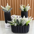 Kit 3 peças vasos canelados jardineiras/floreiras com plantas artificiais, flores do campo