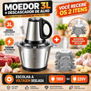 Moedor de Carne Elétrico 1200W 2L 3L Inox Triturador Processador de Alimentos 110V 220V com Alça