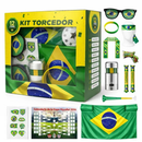 Kit Torcida Brasil Kit 12 peças Torcedor Bandeira Para Copa 2026 Adesivo Trompete Pintura Facial